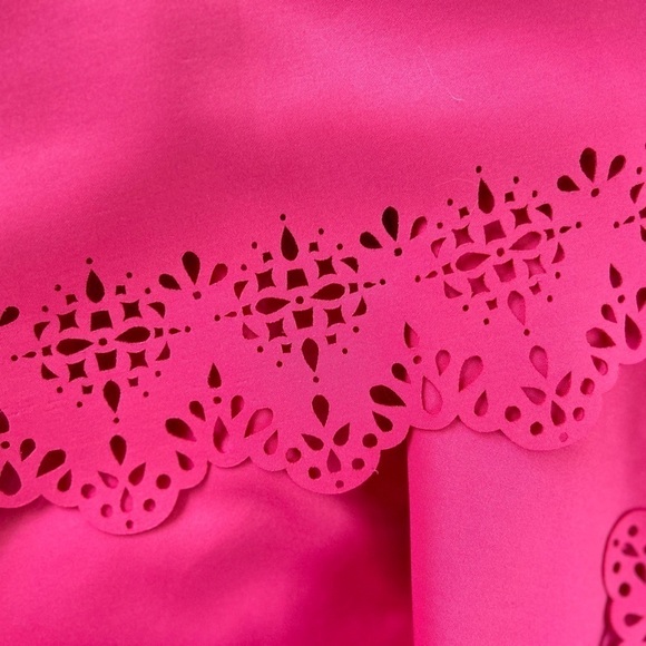 Cynthia Rowley 💵 Fit & Flare Size 4 Barbie Pink Dress w/ Pockets Scalloped Hem - Picture 8 of 13